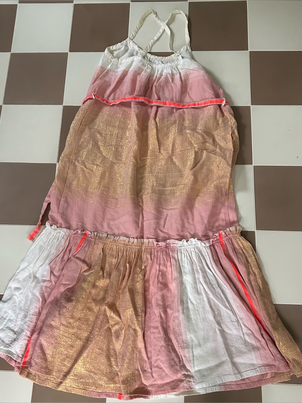Lemlem Tila Sun Dress Pink Metallic Stripe Maxi Dress Small - Picture 5 of 10
